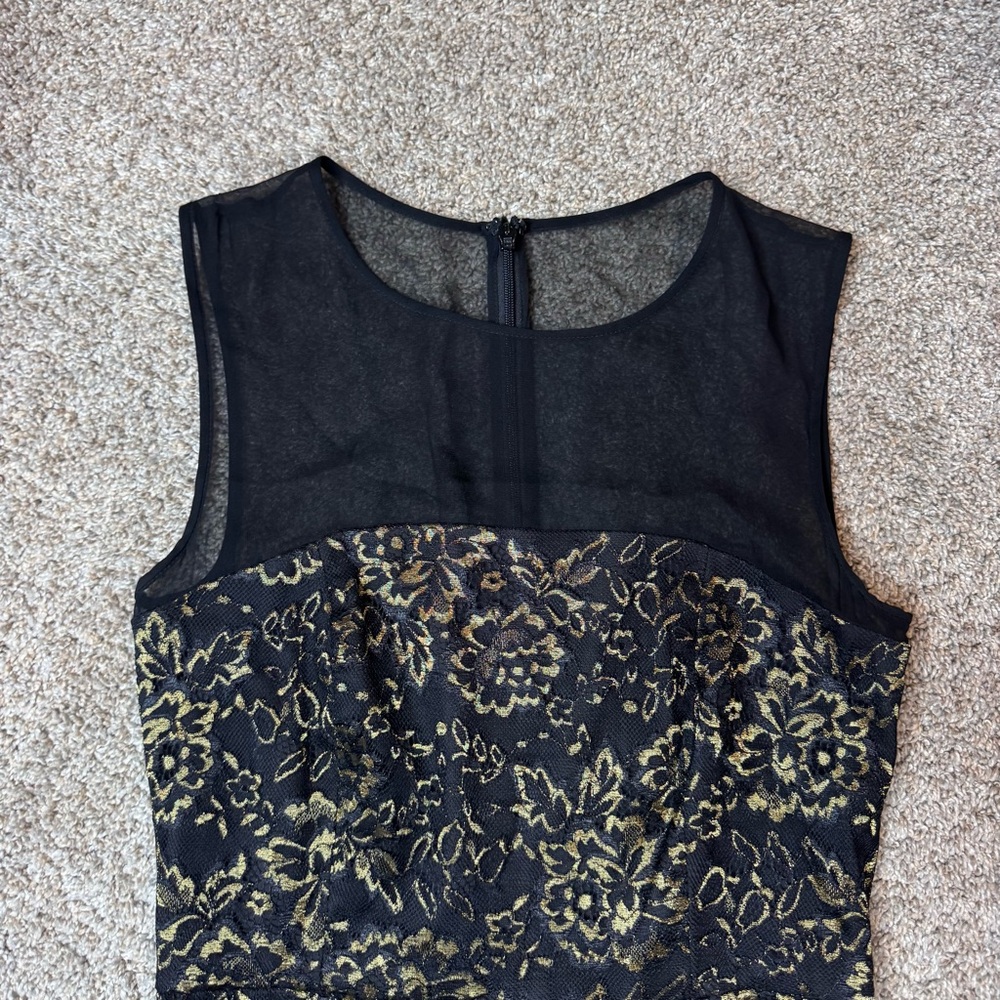 DVF DIANE Von FURSTENERG Nisha Lace Black Gold Lace Dress Size 2 - Picture 5 of 9